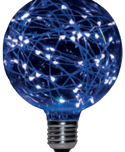 Lámpara LED 1.5W E27 G125 Globo Glitter Decó azul – YARLUX