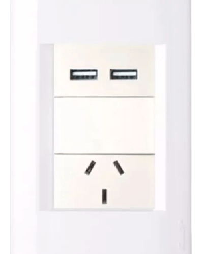 Llave CIVIL armada 1 cargador USB doble + 1 toma - KALOP