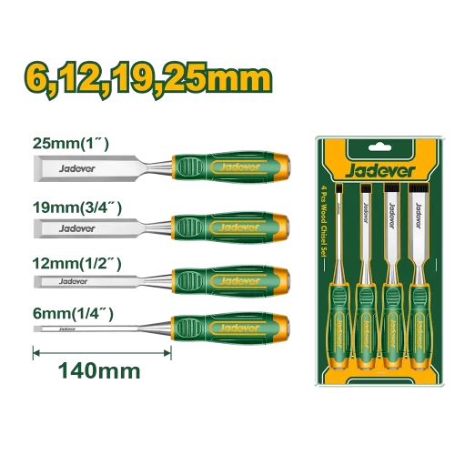 Cincel kit 4 pza.p/mad.1/4",1/2",3/4",1" L:140mm - JADEVER