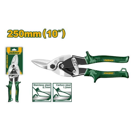 Tijera chapa (10") 250mm punta CURVA izquierda - JADEVER