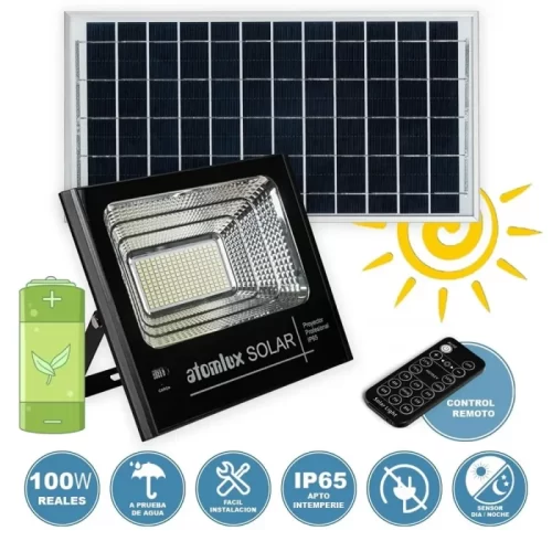 Proyector LED 100W IP65 Solar Auton Max 8hs Atomlux - Imagen 2