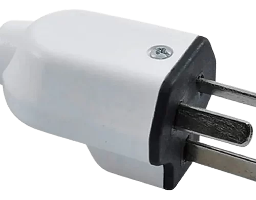 Ficha Macho Polarizada Salida Trasera Blanco TAAD