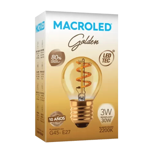 Lámpara LED 3W E27 Golden Retro Filamento Macroled - Imagen 2