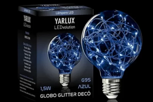 Lámpara LED 1.5W Globo 95 Glitter Azul Yarlux Lámpara LED 1.5W Globo 95 Glitter Azul Yarlux - Imagen 2