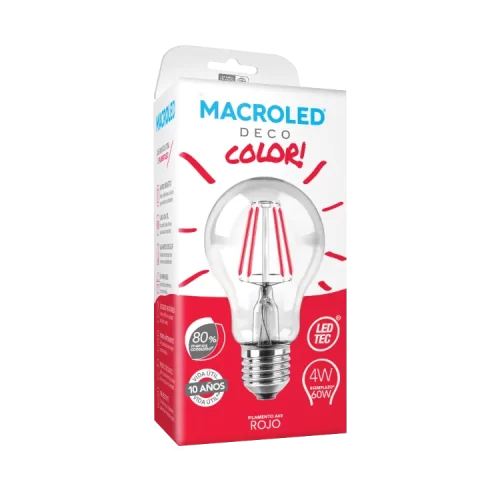 Lámpara LED 4W Filamento Rojo Macroled Lámpara LED 4W Filamento Rojo Macroled - Imagen 2