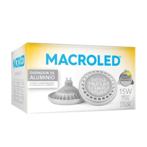 Lámpara LED Ar111 15W Aluminio Dimerizable Cálida Macroled - Imagen 2