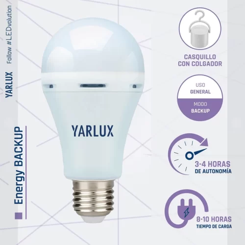Lámpara LED 9W Autónoma E27 Yarlux - Imagen 3