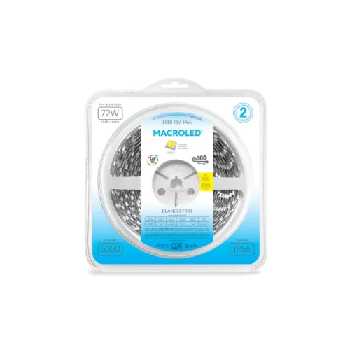Tira LED 5050 Ip20 60 LED X Mto 14.4W Frío Macroled