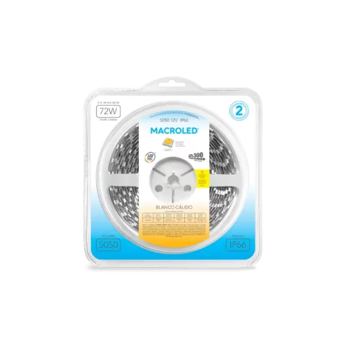 Tira LED 5050 Ip66 60 LED X Mto 14.4W Fría Macroled