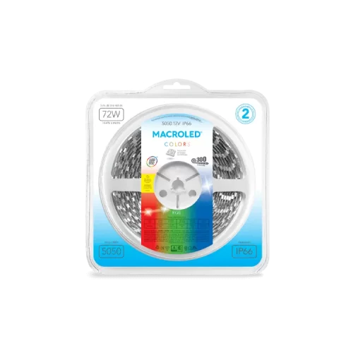 Tira LED 5050 Ip66 60 LED X Mto 14.4W RGB Macroled