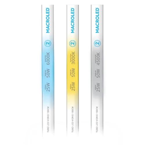 Tubo LED 25W Vidrio 150 Cm 220V 3000/4000"/6500 K Macroled - Imagen 2