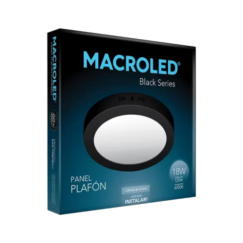 Plafón LED 18W Negro Redondo Frío Macroled - Imagen 2