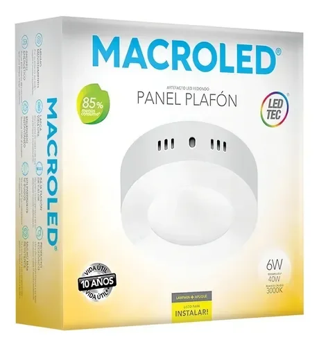 Plafón LED 6W Blanco Redondo Cálido Macroled