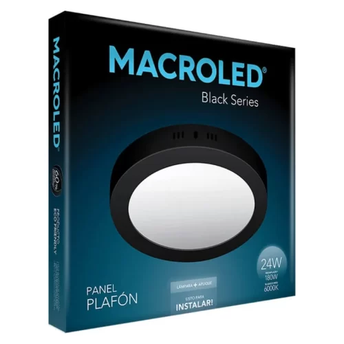 Plafón LED 24W Negro Redondo Frío Macroled