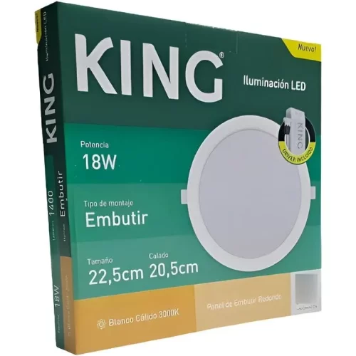 Embutido LED 18W Blanco Redondo Cálido King