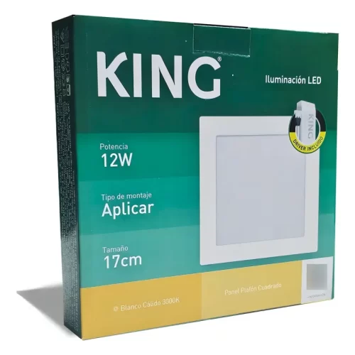 Plafón LED 12W Blanco Cuadrado Cálido King