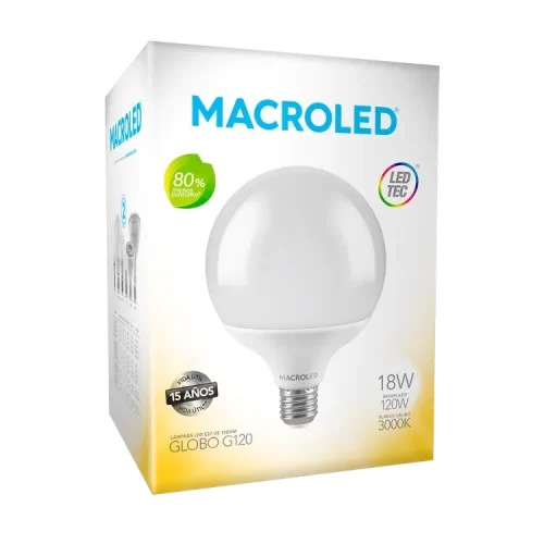 Lámpara LED 18W E27 Globo 120 Cálida Macroled - Imagen 2