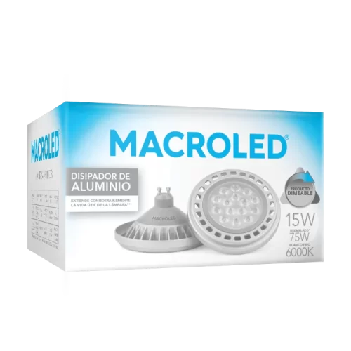 Lámpara LED Ar111 15W Aluminio Dimerizable Fría Macroled - Imagen 2