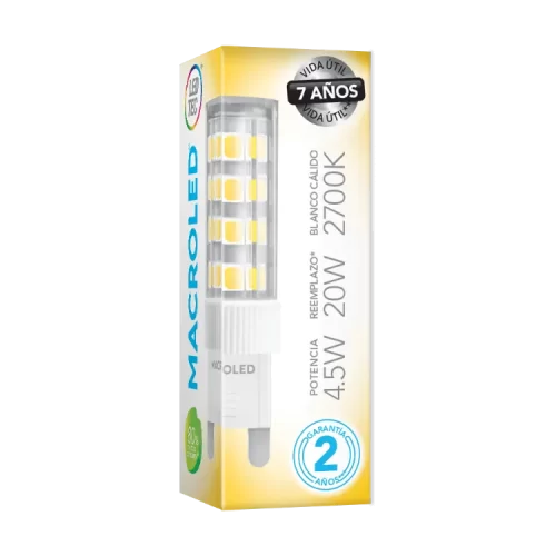 Lámpara LED Bi Pin 4.5W G9 220V Cálida Macroled Lámpara LED Bi Pin 4.5W G9 220V Cálida Macroled - Imagen 2