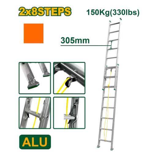 Escalera Extensible 2x8 Escal Aluminio 3960mm 150kg Jadever