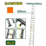 Escalera Extensible 2×10 Escal Aluminio 5180mm 150kg Jadever