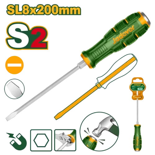 Destornillador Plano 8x200 para Golp Martillo Puerta Mag Jadever