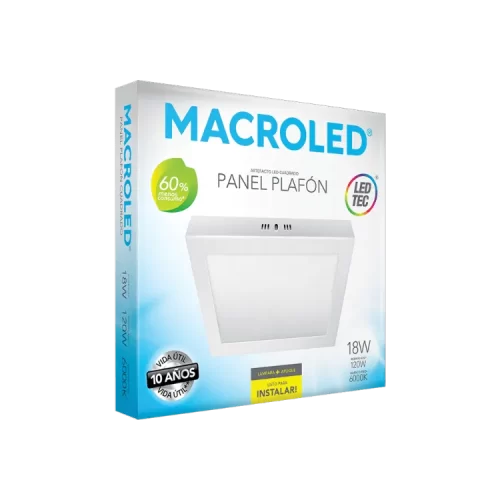 Plafón LED 18W Blanco Cuadrado Frío Macroled - Imagen 2