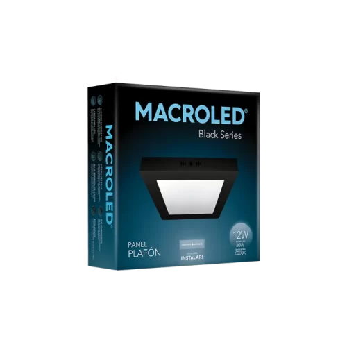 Plafón LED 12W Negro Cuadrado Frío Macroled - Imagen 2