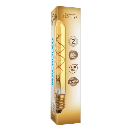 Lámpara LED 5W Vintage Tubular T 30 Golden Macroled - Imagen 2