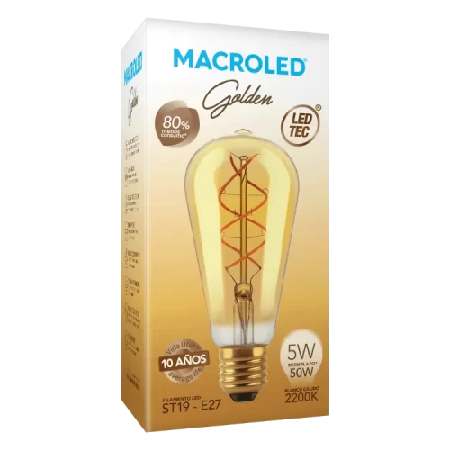 Lámpara LED 5W Vintage Perita St 19 Golden Macroled - Imagen 2