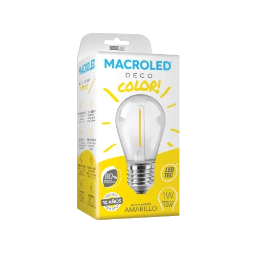 Lámpara LED 1W Filamento Amarillo Macroled - Imagen 2