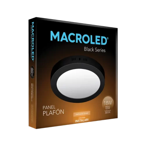 Plafón LED 18W Negro Redondo Cálido Macroled - Imagen 2